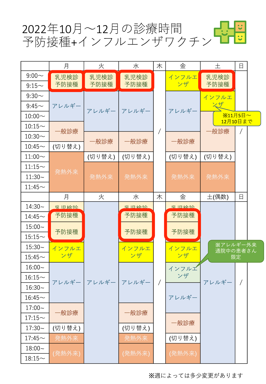 2022年インフルエンザワクチン接種につきまして（通常の予防接種との同時接種）