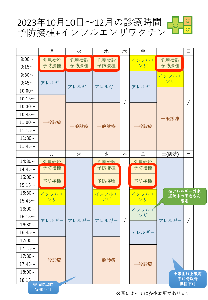 2023年インフルエンザワクチン接種につきまして（通常の予防接種との同時接種）